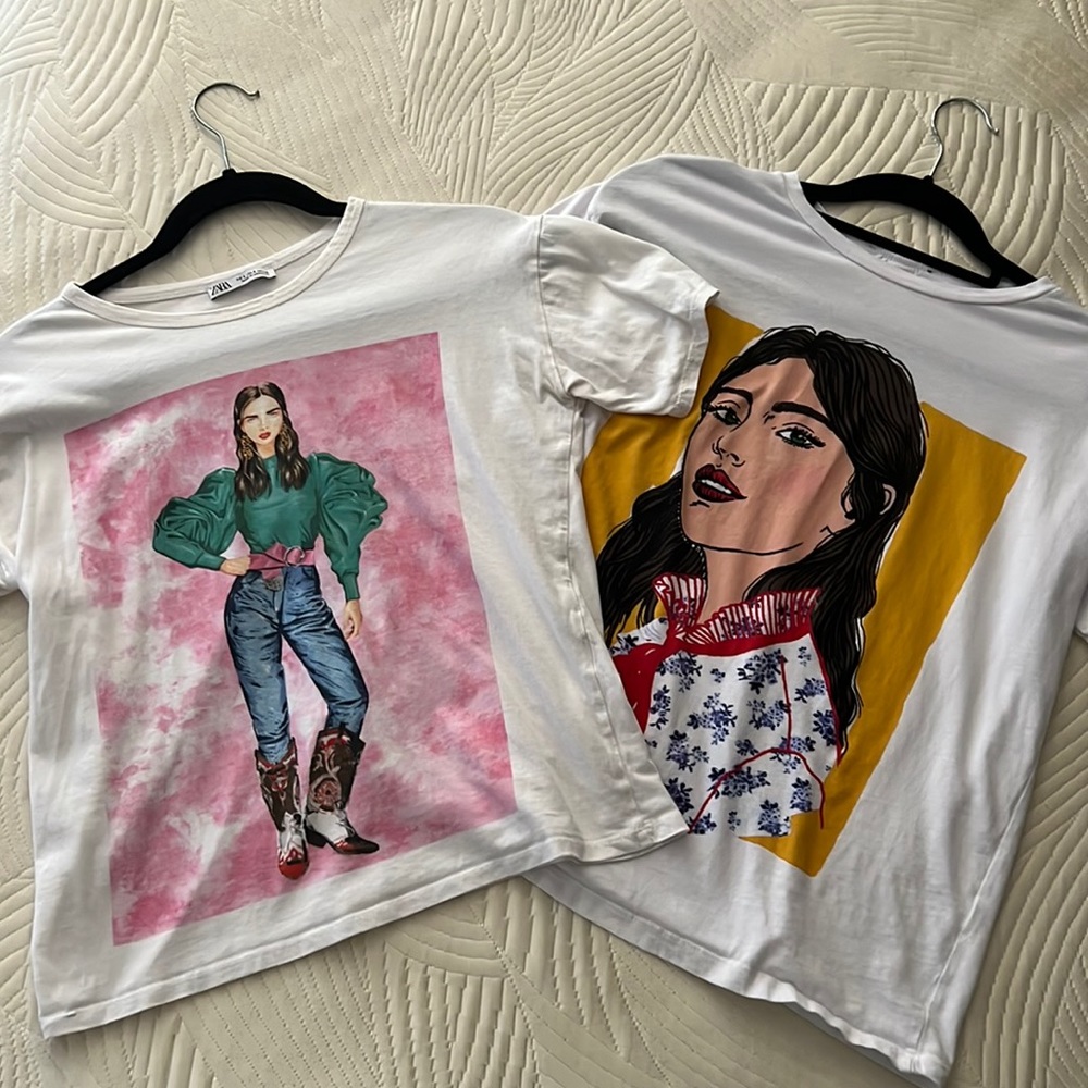 Two Zara white t shirts